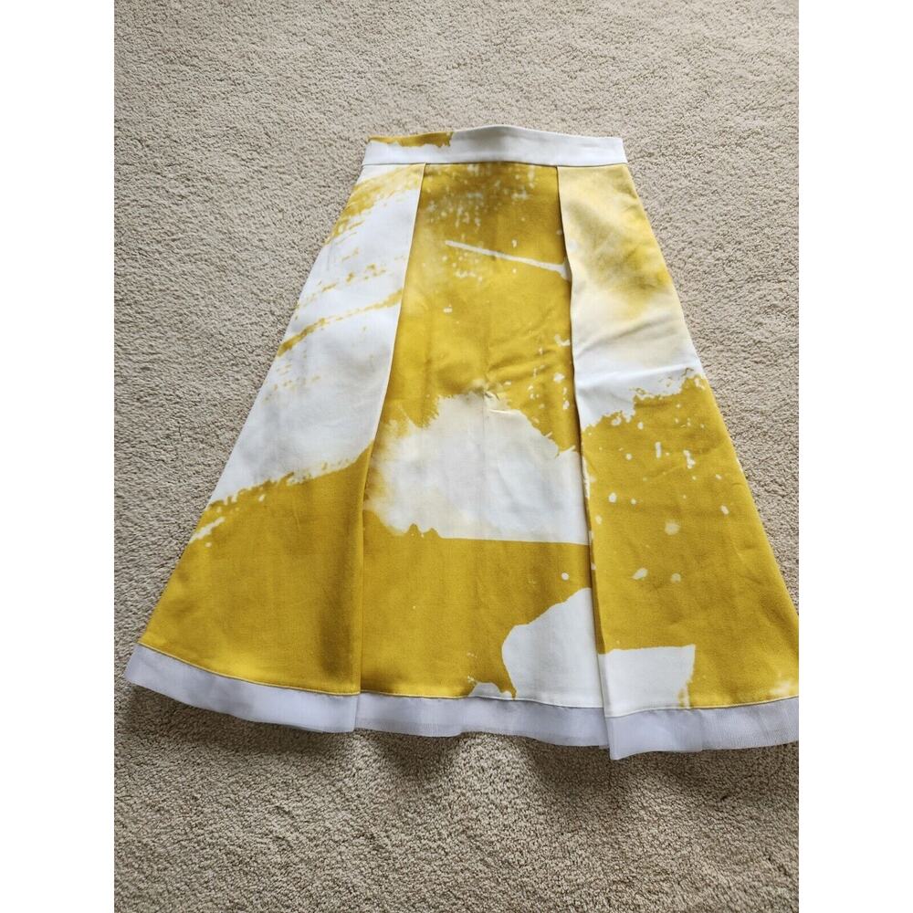 Ellender Painterly Skirt Size 4 Yellow And White Pockets Retails $195 Midi